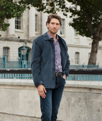 Cotton Corduroy Jacket in Steel Blue, Olive