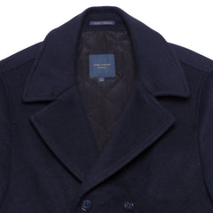 Men's Wool Blend Navy Mid-Length Coat
