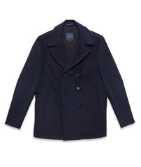 Men's Wool Blend Navy Mid-Length Coat