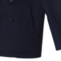 Men's Wool Blend Navy Mid-Length Coat