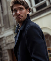 Men's Wool Blend Navy Mid-Length Coat