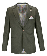 Linen Mix Jacket in Olive, Navy