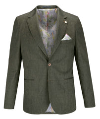 Linen Mix Jacket in Olive, Navy