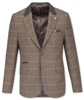 Green Herringbone Check Jacket with Olive Collar