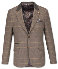 Green Herringbone Check Jacket with Olive Collar