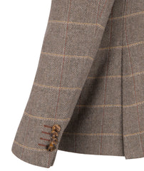 Green Herringbone Check Jacket with Olive Collar