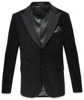 Velvet Jacket in Deep Olive, Navy