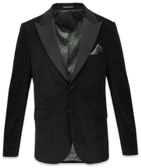 Velvet Jacket in Deep Olive, Navy