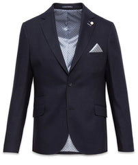 Linen Blend Blazer with Highlight Stitching