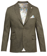 Linen Blend Blazer with Highlight Stitching