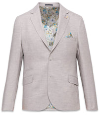 Linen Blend Blazer with Highlight Stitching