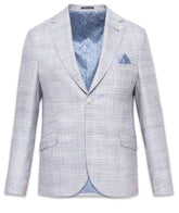 Soft Melange Check Light Blue Blazer