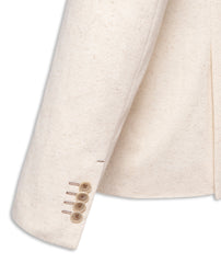 Linen Blend Herrinbone Textured Stretch Blazer