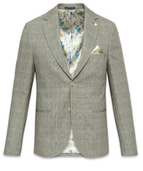 Green Prince of Wales Check Jersey Blazer