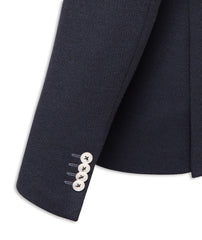Textured Navy Jersey Stretch Blazer