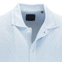 Pure Cotton Pointelle Patterned Knitted Button Through Short Sleeve Shirt