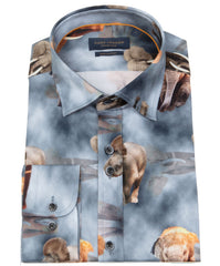 Elephant Motif Long Sleeve Cotton Shirt