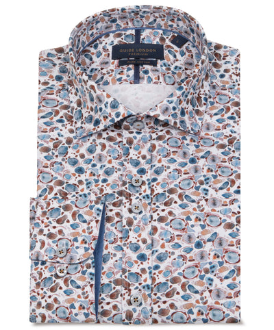 Summer Pebble Print Men's Long Sleeve Cotton Shirt