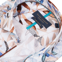 Leafy Pattern Long Sleeve Cotton Shirt