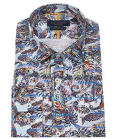 Leafy Pattern Men's Long Sleeve Cotton Shirt