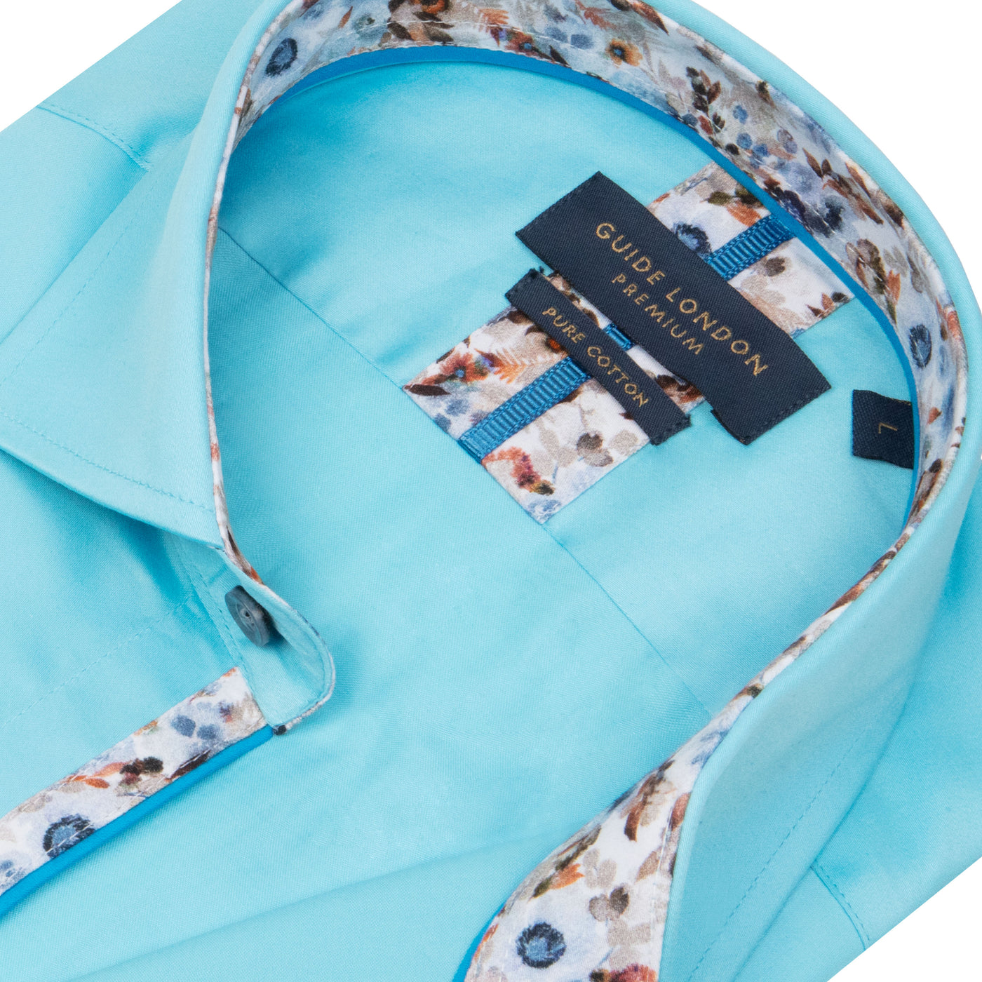 Vibrant Turquoise Floral Men's Cotton Shirt