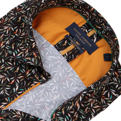 Men's Long Sleeve Leafy Pattern Shirt - 100% Cotton