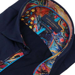Men's Cotton Blend Shirt with Bold Floral Accents