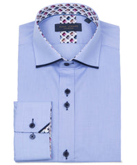 Versatile Long Sleeve Cotton Blend Shirt with Contrast Details
