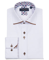 Versatile Long Sleeve Cotton Blend Shirt with Contrast Details