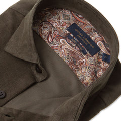 100% Cotton Corduroy Long Sleeve Shirt with Paisley Lining