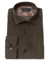 100% Cotton Corduroy Long Sleeve Shirt with Paisley Lining