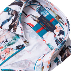 Watercolour Street Scene Long Sleeve Cotton Shirt