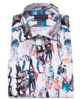 Watercolour Street Scene Long Sleeve Cotton Shirt