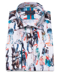 Watercolour Street Scene Long Sleeve Cotton Shirt