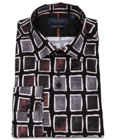 Geometric Rectangular Pattern Long Sleeve Cotton Shirt