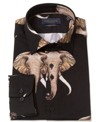 Elephant Pattern on Black Shirt