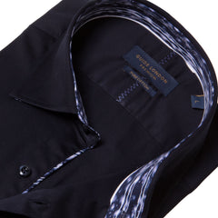 Classic Long Sleeve Cotton Shirt with Patterned Inner Details