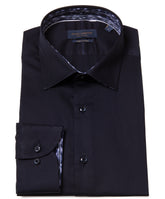 Classic Long Sleeve Cotton Shirt with Patterned Inner Details