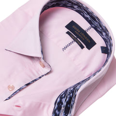 Classic Long Sleeve Cotton Shirt with Patterned Inner Details