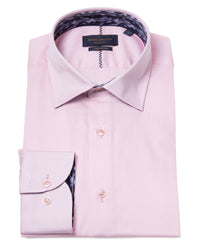 Classic Long Sleeve Cotton Shirt with Patterned Inner Details