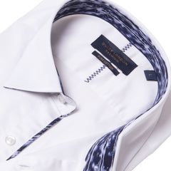 Classic Long Sleeve Cotton Shirt with Patterned Inner Details