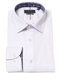 Classic Long Sleeve Cotton Shirt with Patterned Inner Details