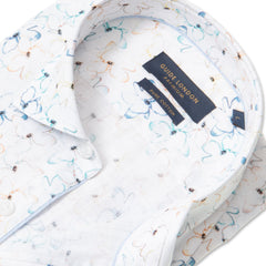 Cotton "Linen Look" Flower Print Shirt