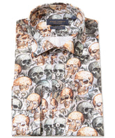 Skull Print shirt in Green in Tan