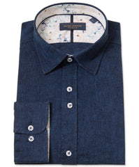 Linen Cotton Blend Solid Colour Long Sleeve Shirt