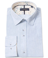 Linen Cotton Blend Solid Colour Long Sleeve Shirt