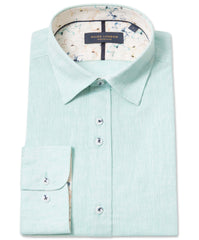 Linen Cotton Blend Solid Colour Long Sleeve Shirt