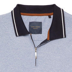 Soft Jersey Polo with Striped Knitted Collar