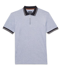 Soft Jersey Polo with Striped Knitted Collar