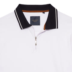 Soft Jersey Polo with Striped Knitted Collar